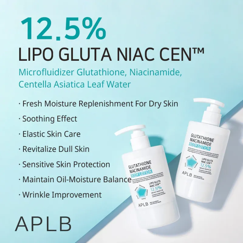 APLB Glutathione Niacinamide Body Lotion – Πολυτελής Λοσιόν Σώματος για Εντατική Λάμψη, Ανάπλαση & Καταπράυνση 300ml