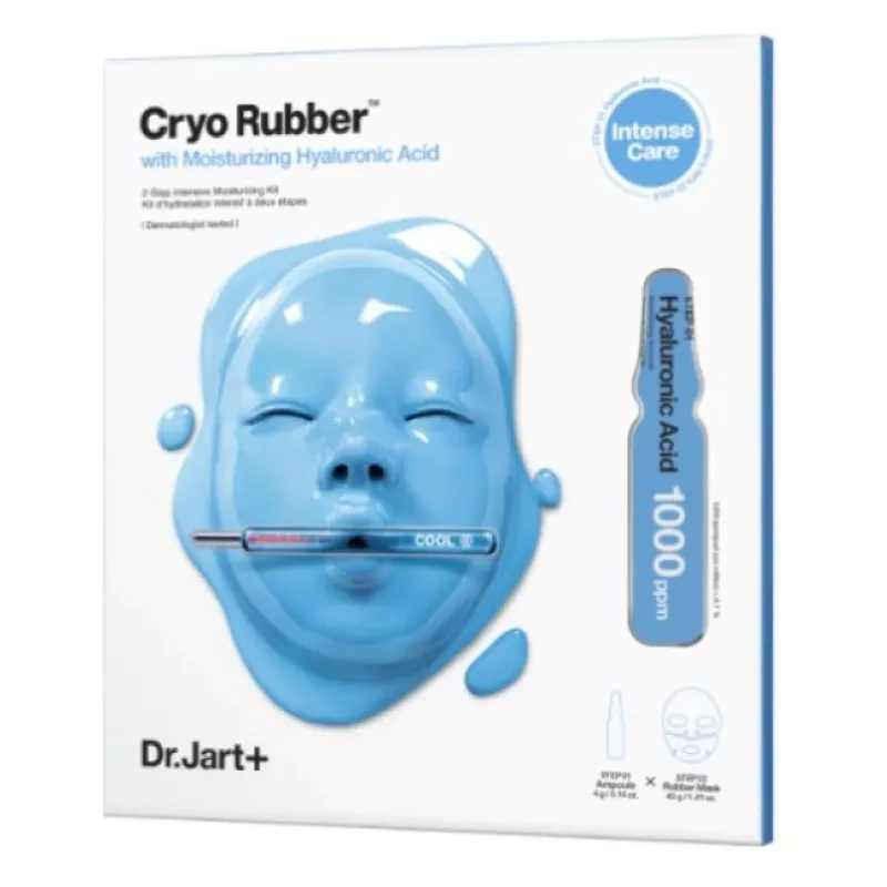 Dr. Jart+ Cryo Rubber with Moisturizing Hyaluronic Acid – Εντατική Μάσκα Προσώπου 2 Βημάτων για Κρυοθεραπεία & Βαθιά Ενυδάτωση (1 Αμπούλα Serum 4g & 1 Μάσκα Rubber 40g)