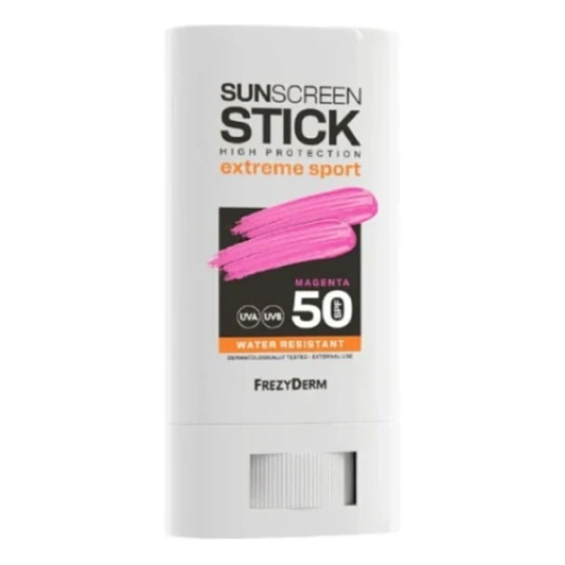 Frezyderm Extreme Sport Tinted Sunscreen Stick SPF50 Magenta – Αντηλιακό Στικ Προσώπου Πολύ Υψηλής Προστασίας με Φυσικά Φίλτρα (Έντονη Ματζέντα Απόχρωση) 11.2g