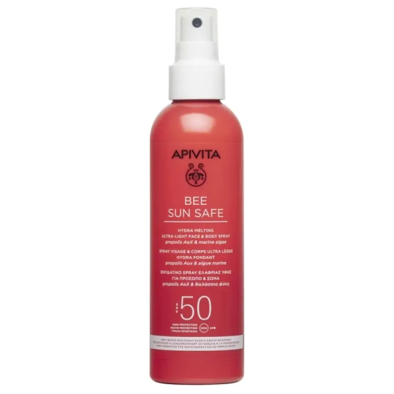 Apivita Bee Sun Safe Hydra Melting Ultra Light Face & Body Spray SPF50 – Ενυδατικό Αντηλιακό Σπρέι Ύψιστης Προστασίας για Πρόσωπο & Σώμα 200ml