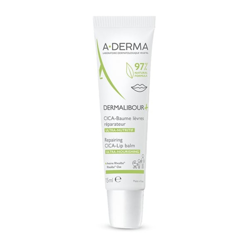 Aderma Dermalibour+ Repairing Cica-Lip Balm Επανορθωτικό Βάλσαμο Χειλιών 15ml