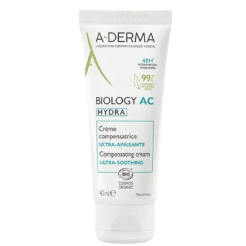 Aderma Biology AC Hydra Αντισταθμιστική Καταπραϋντική Κρέμα για Δέρματα με Τάση Ακμής, 40ml