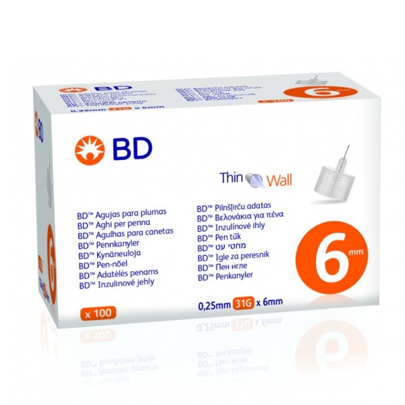 BD Micro Fine Βελόνες Ινσουλίνης Για Πένα 6mm (31G) x100 Τεμάχια