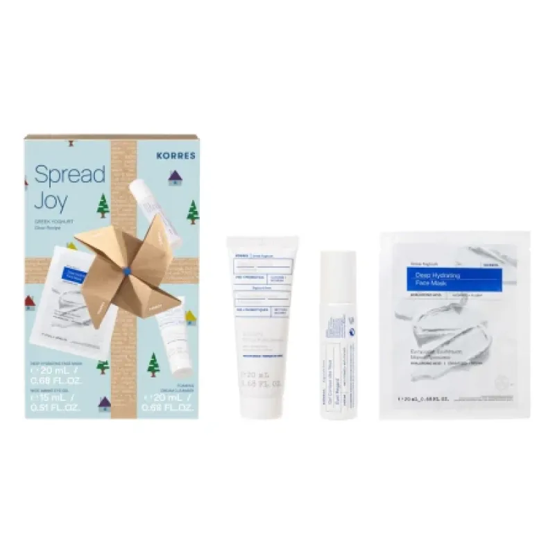 Korres Promo Set Spread Joy Greek Yoghurt Glow Recipe Mask 20ml, Eye Gel 15ml and Foaming Cleanser 20ml
