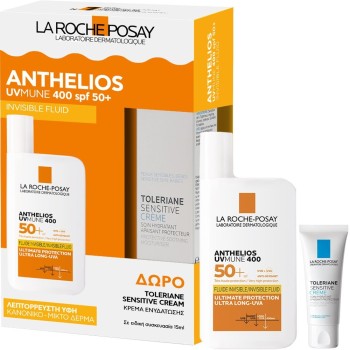 La Roche Posay Promo Anthelios UVMune 400 Invisible Fluid Αντηλιακό Προσώπου για Κανονικό & Μικτό Δέρμα SPF50+, 50ml & Δώρο Toleriane Sensitive Cream, 15ml