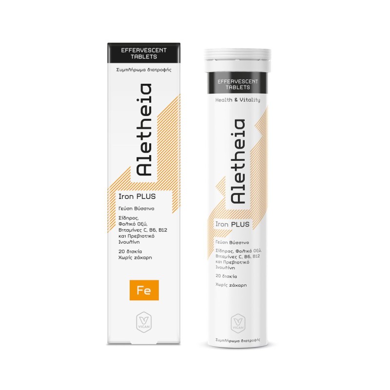 Vican Aletheia Promo Iron Plus Βύσσινο 20 Αναβράζοντα Δισκία & Vitamin C 1000mg Blueberry-Raspberry 20 Αναβράζοντα Δισκία