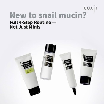Coxir Black Snail Collagen Starter Kit (Σετ 4 Τεμαχίων) – Ολοκληρωμένο K-Beauty Αντιγηραντικό Πρωτόκολλο Σύσφιξης, Ανάπλασης & Lifting