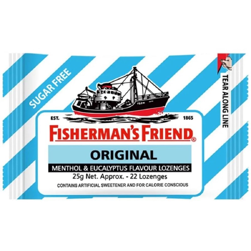 Fisherman's Friend Menthol & Eucalyptus Sugar Free – Παστίλιες για τον Λαιμό & την Αναπνοή Χωρίς Ζάχαρη (25g)