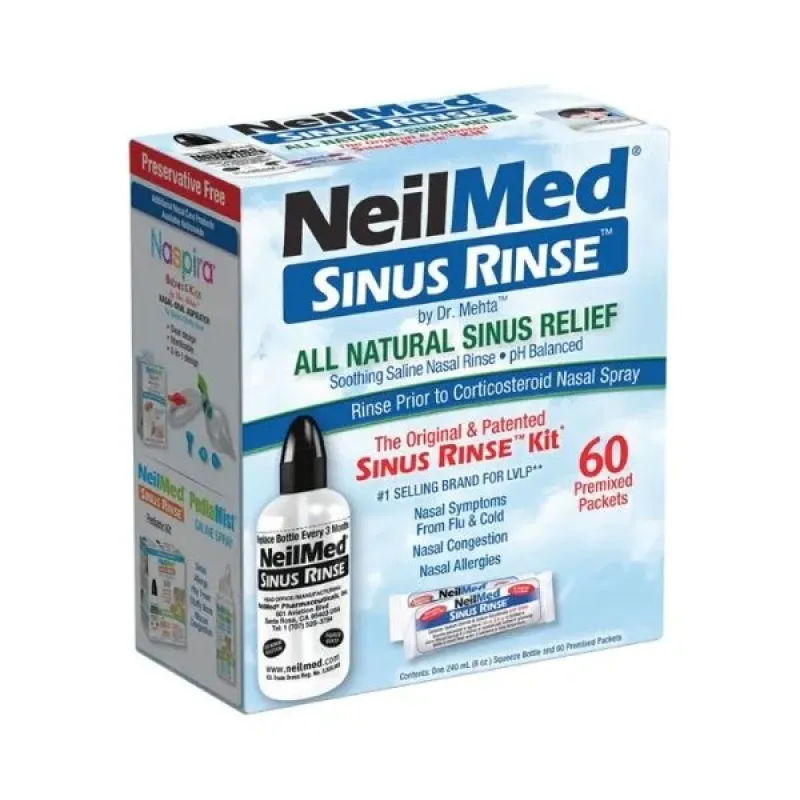 NeilMed Sinus Rinse Kit Ολοκληρωμένο Σύστημα Ρινικών Πλύσεων, Συσκευή και 60 φακελίσκοι