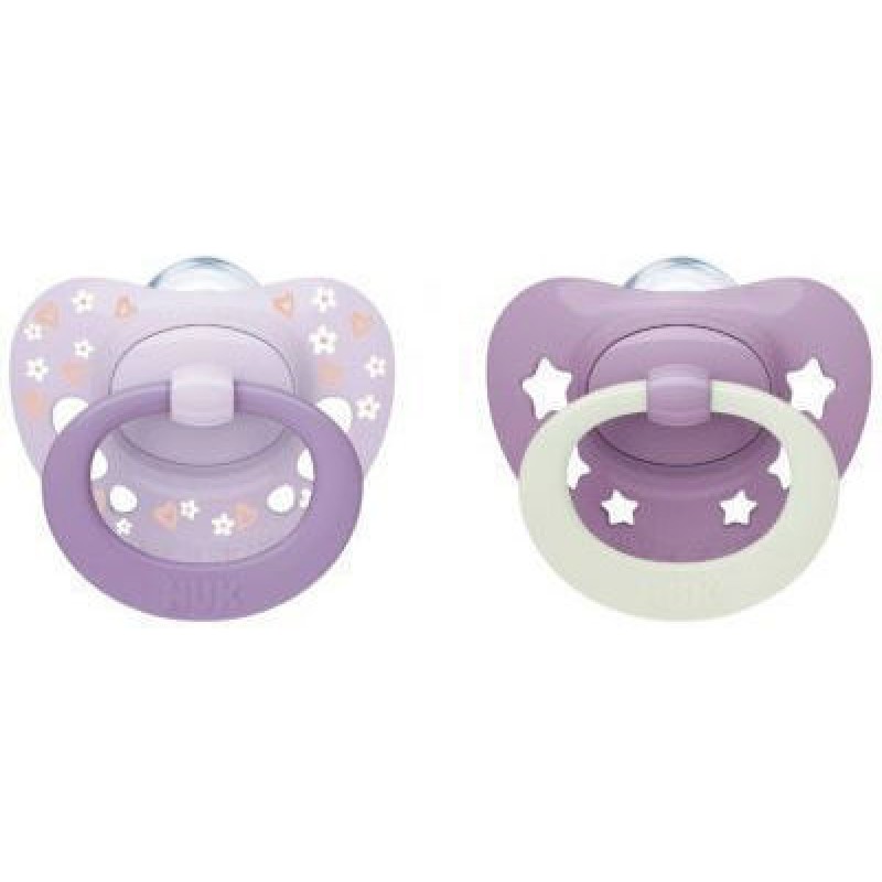 NUK First Choice Classic Day & Night – Ορθοδοντικές Πιπίλες Σιλικόνης με Θήκη Μεταφοράς & Αποστείρωσης για Βρέφη 6-18 Μηνών (2 τεμάχια)