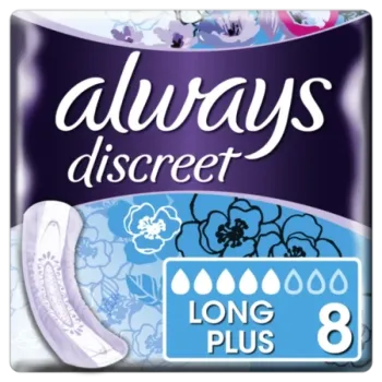 Always Discreet Long Plus Σερβιέτες για Ακράτεια, 8 τεμάχια