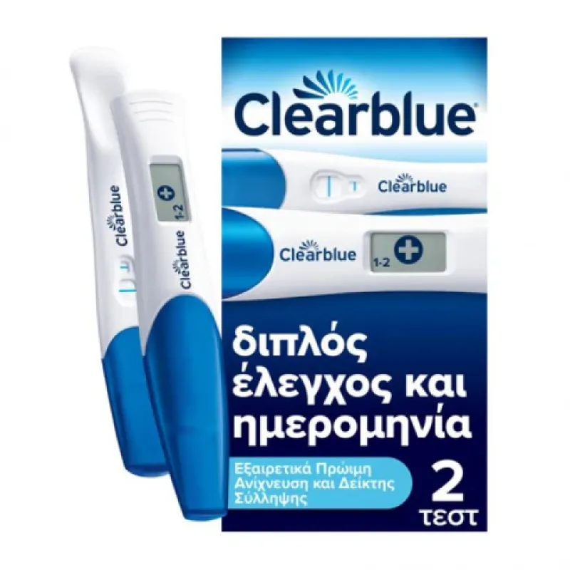 Clearblue Pack, Διπλό Τεστ Εγκυμοσύνης (Πρώιμος Έλεγχος & Ημερομηνία),  2 Τεμάχια