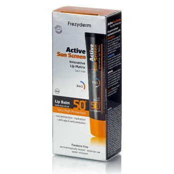 Frezyderm Active Sun Screen Lip Balm SPF 50+ – Ενεργή Αντηλιακή Προστασία & Αντιγηραντική Φροντίδα Χειλιών 15ml