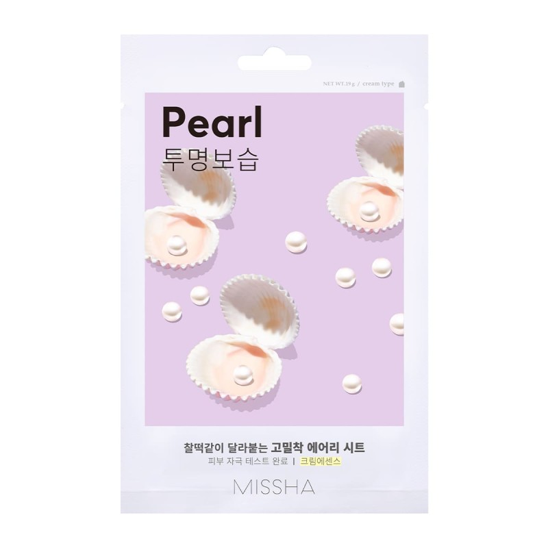 Missha Airy Fit Sheet Mask Pearl 19g – Υφασμάτινη Μάσκα Προσώπου με Εκχύλισμα Μαργαριταριού για Λάμψη & Ενυδάτωση