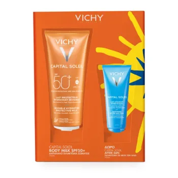 Vichy Capital Soleil Promo Invisible Hydrating Αντηλιακό Γαλάκτωμα SPF50+, 300ml και Δώρο Capital Soleil After Sun, 100ml