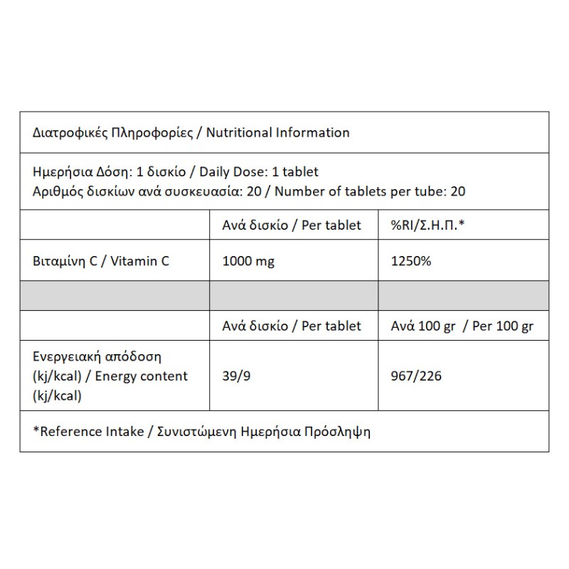 Aletheia (Promo 1+1 Δώρο) Vitamin C 1000mg (2x20eff.tabs)