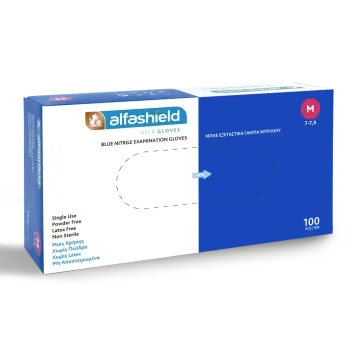 Alfashield Εξεταστικά Γάντια Νιτριλίου Χωρίς Πούδρα Medium 100 τεμάχια 