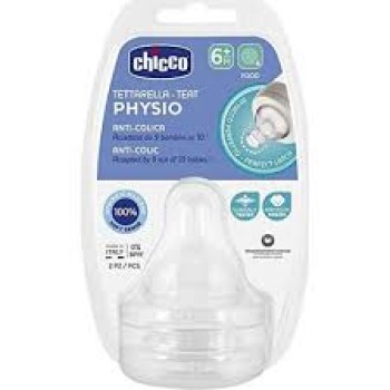 Chicco Physio Teat Anti-Colic Θηλή Σιλικόνης 6M+, 2 τεμάχια