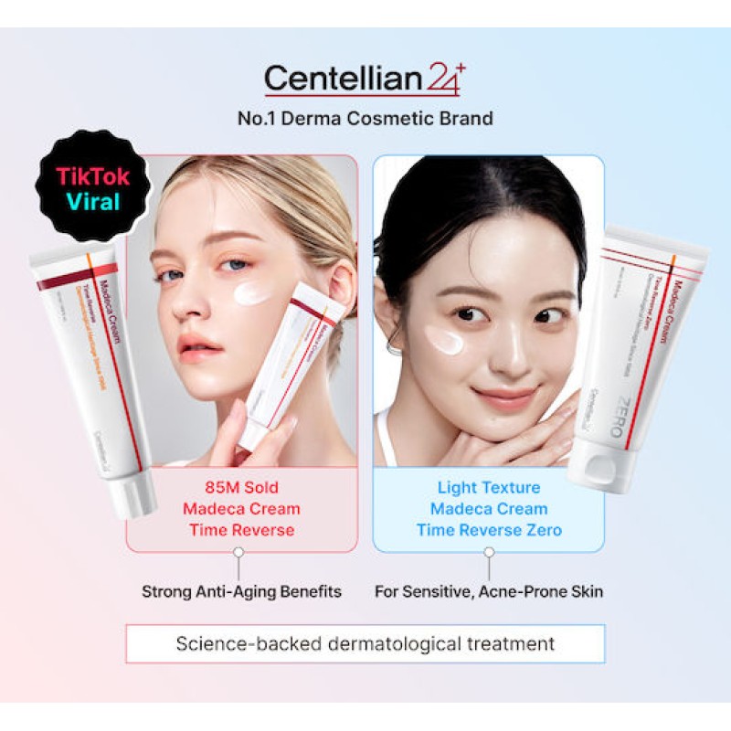Centellian24  Madeca Cream Time Reverse Zero, Αντιγηραντική Ενυδατική Κρέμα για Ευαίσθητο Δέρμα με Δροσερή Υφή, 80 ml