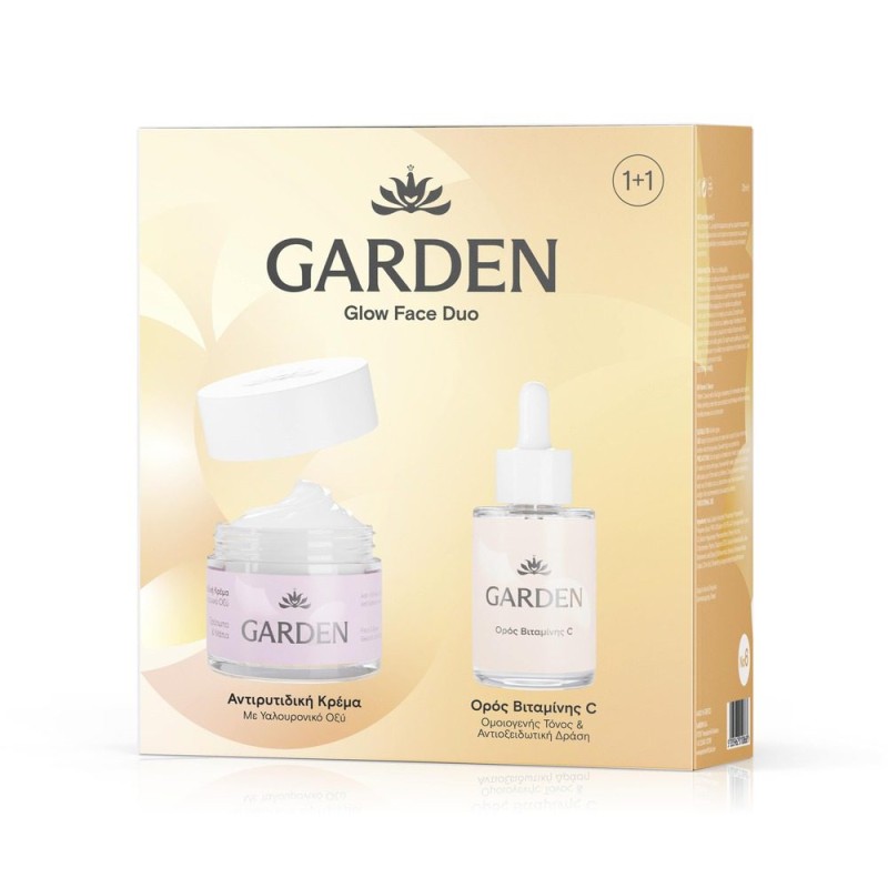 Garden Glow Face Duo Αντιρυτιδική Κρέμα με Υαλουρονικό Οξύ 50ml + Ορός Βιταμίνης C 30ml