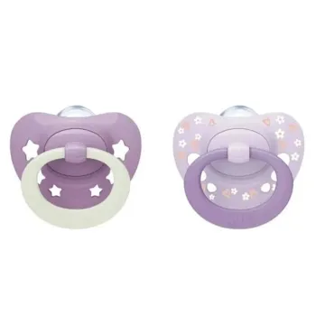NUK First Choice Classic Day & Night – Ορθοδοντικές Πιπίλες Σιλικόνης για Νήπια 18-36 Μηνών (2 τεμάχια)