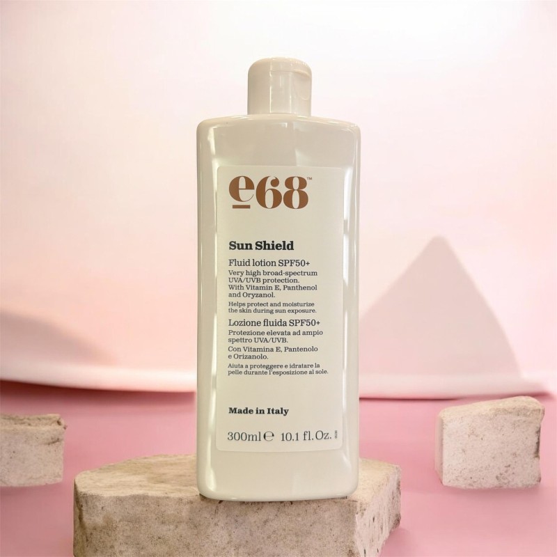 e68 Sun Shield Fluid Lotion SPF 50+ Λεπτόρρευστο Αντηλιακό Γαλάκτωμα Πολύ Υψηλής Προστασίας Προσώπου & Σώματος (300ml)
