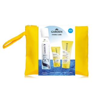 Grden Set Hydra Care Bag, Facial Spray ιαματικού νερού 150ml, Αντηλιακή Κρέμα Προσώπου SPF50+ 25ml,  Αντηλιακό Γαλάκτωμα Προσώπου & Σώματος SPF50 75ml και Δώρο το Νεσεσέρ