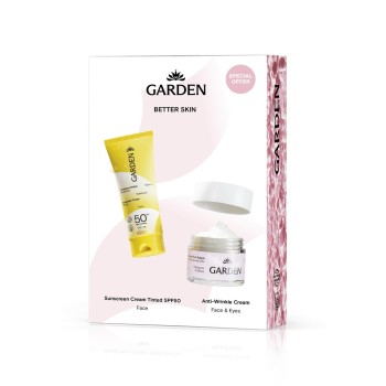 Garden Set Sunscreen Face Tinted Cream Αντηλιακή Κρέμα με Χρώμα Spf50+,50ml & Anti-Wrinkle Cream Αντιρυτιδική Κρέμα Προσώπου και Ματιών, 50ml
