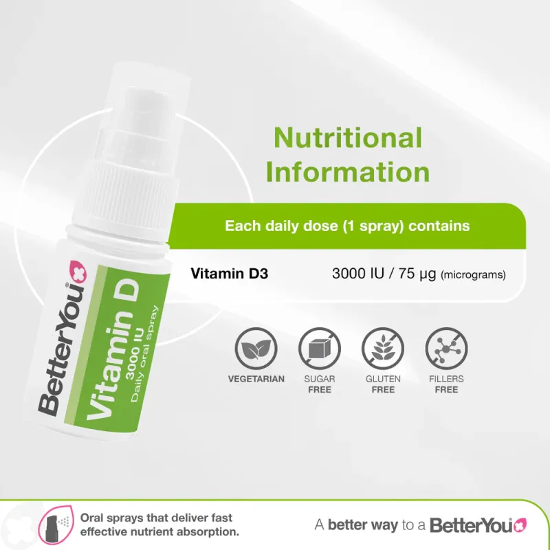Better You Vitamin D3 3000 iu oral Spray Βιταμίνης D3 σε Σπρέι, 15ml