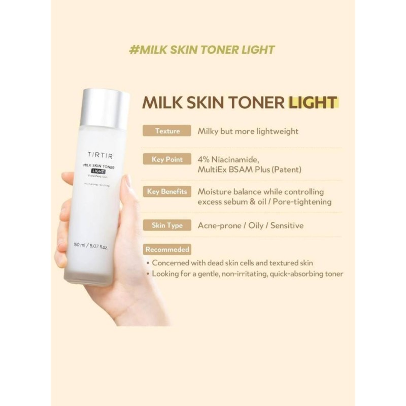 Tirtir Milk Skin Toner Light, Τονωτική λοσιόν με ρύζι για λάμψη 150ml