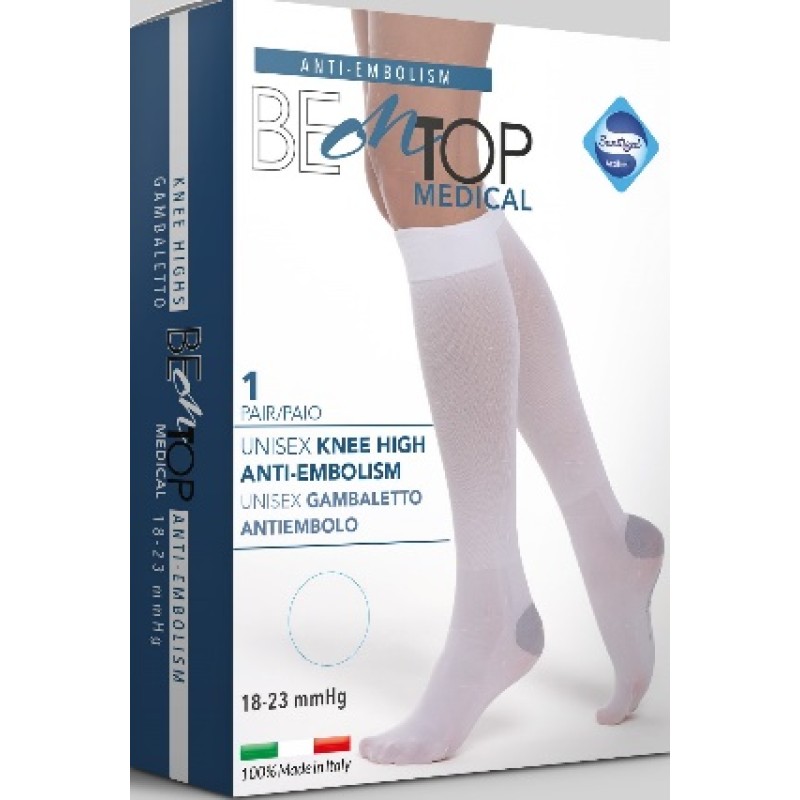 Be On Top Αντιεμβολικές Κάλτσες Κάτω Γόνατος Λευκό, 1 ζευγάρι