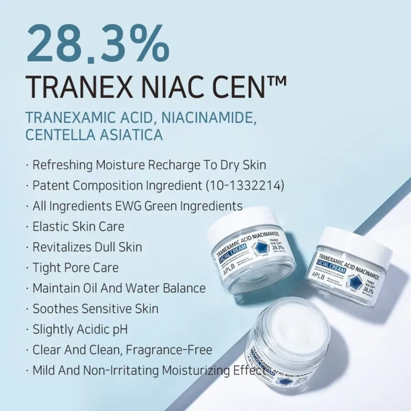 APLB Tranexamic Acid Niacinamide Facial Cream, Λευκαντική & Ενυδατική Κρέμα Προσώπου 55 ml