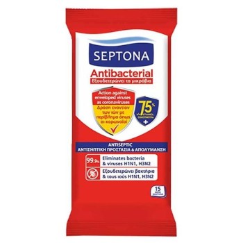 Septona Refresh Υγρά Μαντηλάκια 75% Ethanol 15 Τεμάχια