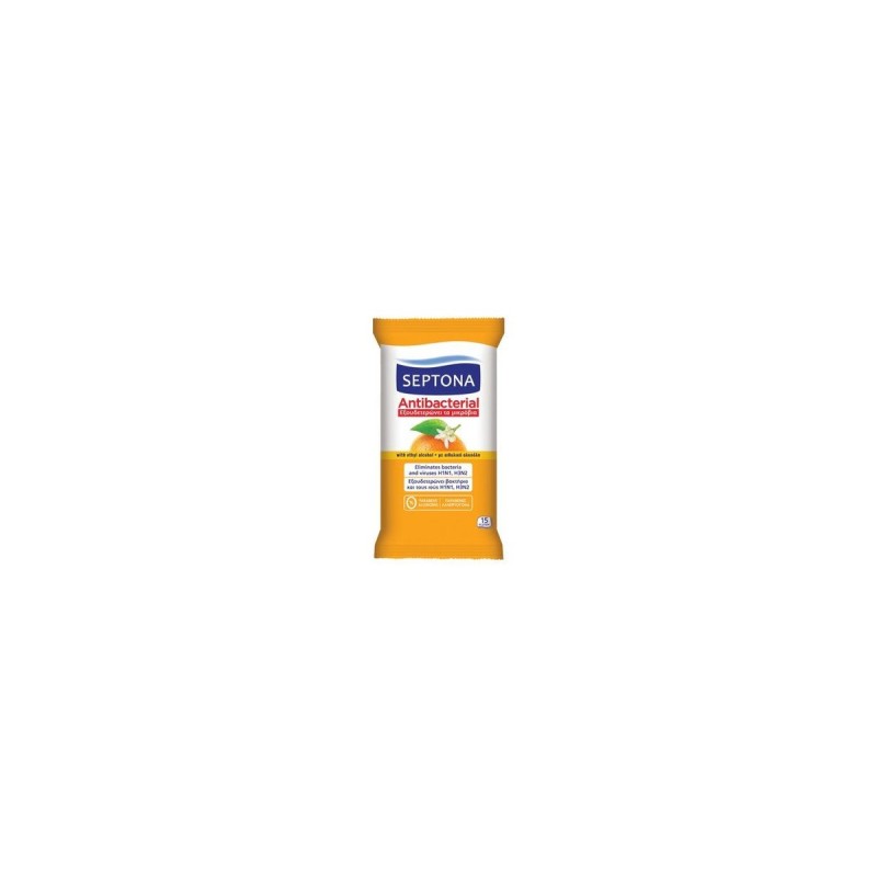 Septona Antibacterial Πορτοκάλι Υgά Μαντηλάκια 15Τεμ