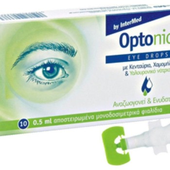 Intermed Optonic Drops Ενυδατικές Οφθαλμικές Σταγόνες με Υαλουρονικό Οξύ, 10 αμπούλες 