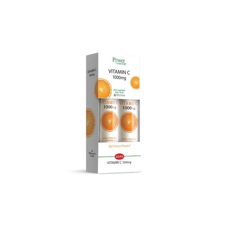 Power of Nature Promo (1+1) Vitamin C 1000mg, 2 x 20 eff. Tabs με Στέβια