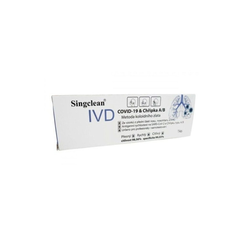 Singclean Νέο Διπλό Rapid Self Test Covid-19 & Γρίπης ( FluA/B ) Antigen Test x1