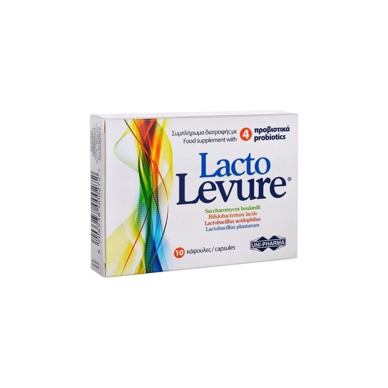 Uni-pharma Lactolevure Συμπλήρωμα Διατροφής με 4 Προβιοτικά για την Υγεία Εντέρου x10 κάψουλες