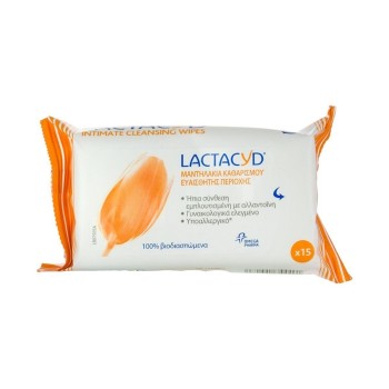 Lactacyd Intimate Wipes Μαντηλάκια Καθαρισμού Ευαίσθητης Περιοχής 15 τεμάχια