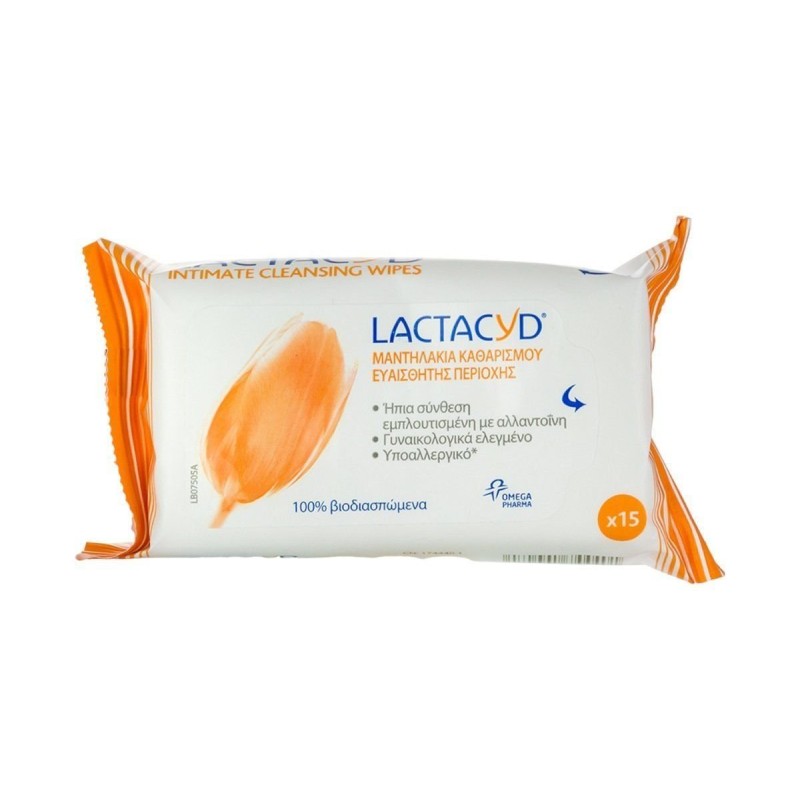 Lactacyd Intimate Wipes Μαντηλάκια Καθαρισμού Ευαίσθητης Περιοχής 15 τεμάχια