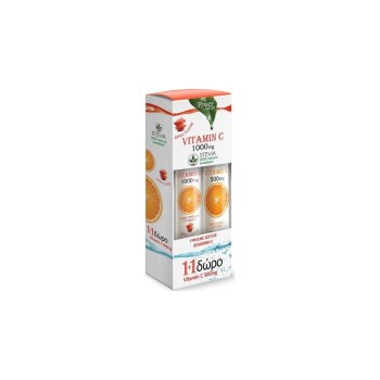 Power Of Nature 1+1 Vitamin C 1000mg Γεύση Μήλο + Δώρο Vitamin C 500mg