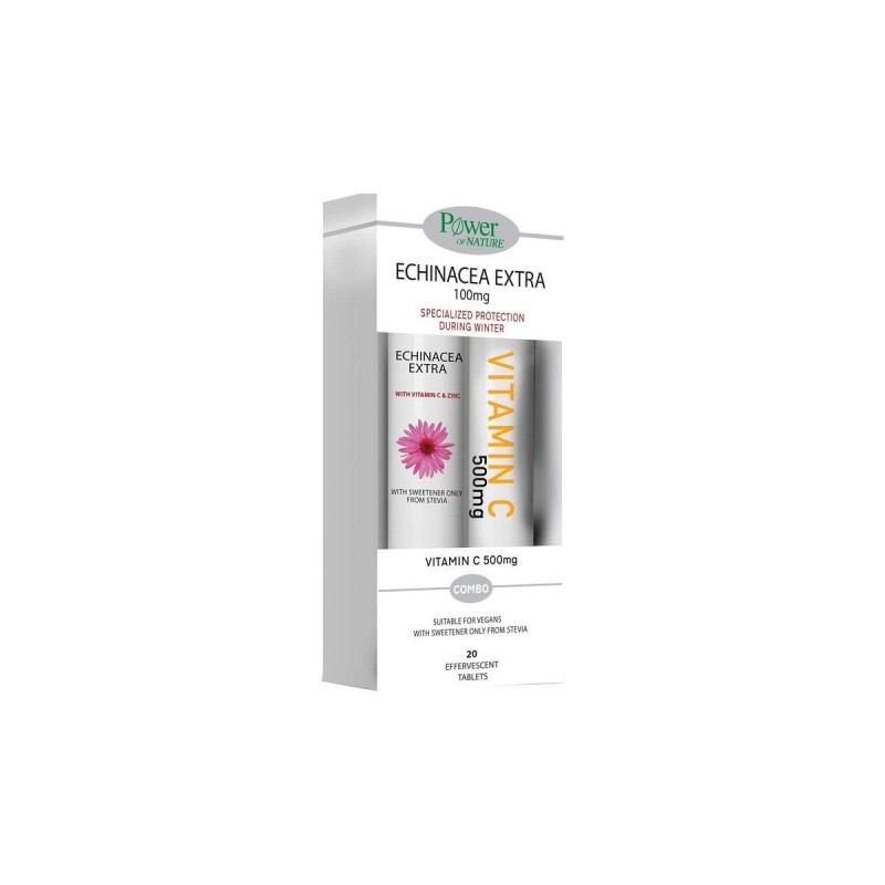 Power Health Echinacea Extra 100mg 20 eff. tab & Vitamin C 20 Eff. Tabs με στέβια