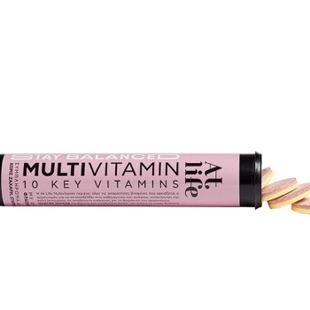 AtLife Multivitamin 10 Key Vitamins Συμπλήρωμα Διατροφής Πολυβιταμινών με Γεύση Φράουλα – Βατόμουρο, 20 Αναβράζοντα Δισκία