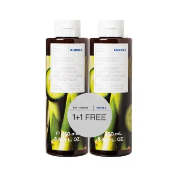 Korres shower Αγγούρι Bamboo 1+1 Δώρο 250ml x 2