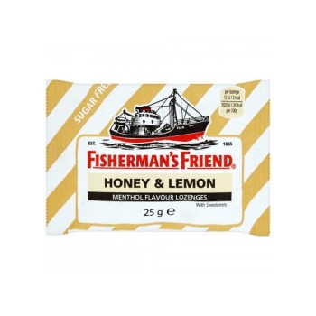 Fisherman's Friend Honey & Lemon – Ισχυρές Καραμέλες για τον Λαιμό & τον Βήχα με Μέλι, Λεμόνι & Μενθόλη (25g)