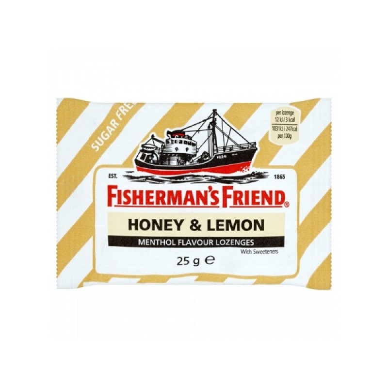Fisherman's Friend Honey & Lemon – Ισχυρές Καραμέλες για τον Λαιμό & τον Βήχα με Μέλι, Λεμόνι & Μενθόλη (25g)