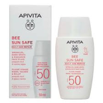 Apivita Bee Sun Safe Daily Age Repair Dry Touch Λεπτόρευστη Κρέμα Προσώπου κατά των Πανάδων και Ρυτίδων SPF50, 50ml