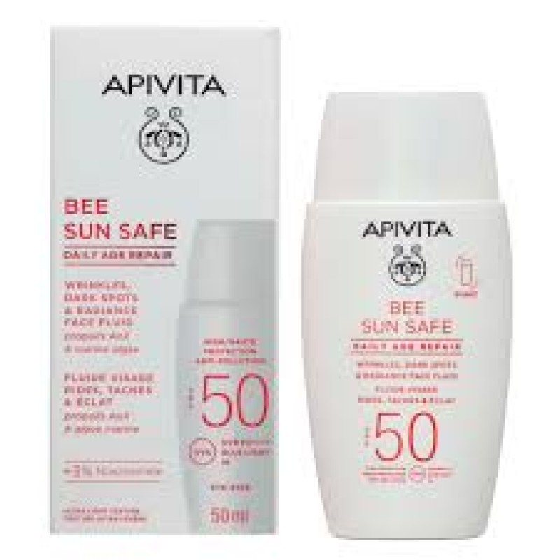 Apivita Bee Sun Safe Daily Age Repair Dry Touch Λεπτόρευστη Κρέμα Προσώπου κατά των Πανάδων και Ρυτίδων SPF50, 50ml