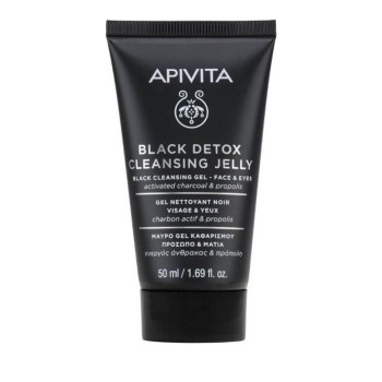 Apivita Black Detox Cleansing Jelly Μαύρο Gel Καθαρισμού για Πρόσωπο & Μάτια, 50ml
