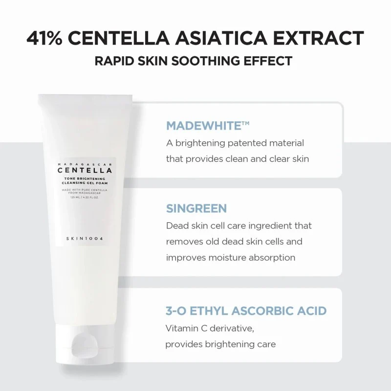 Skin1004 Madagascar Centella Tone Brightening Cleansing Gel Foam Καθαριστικό τζελ για φωτεινό δέρμα 125ml